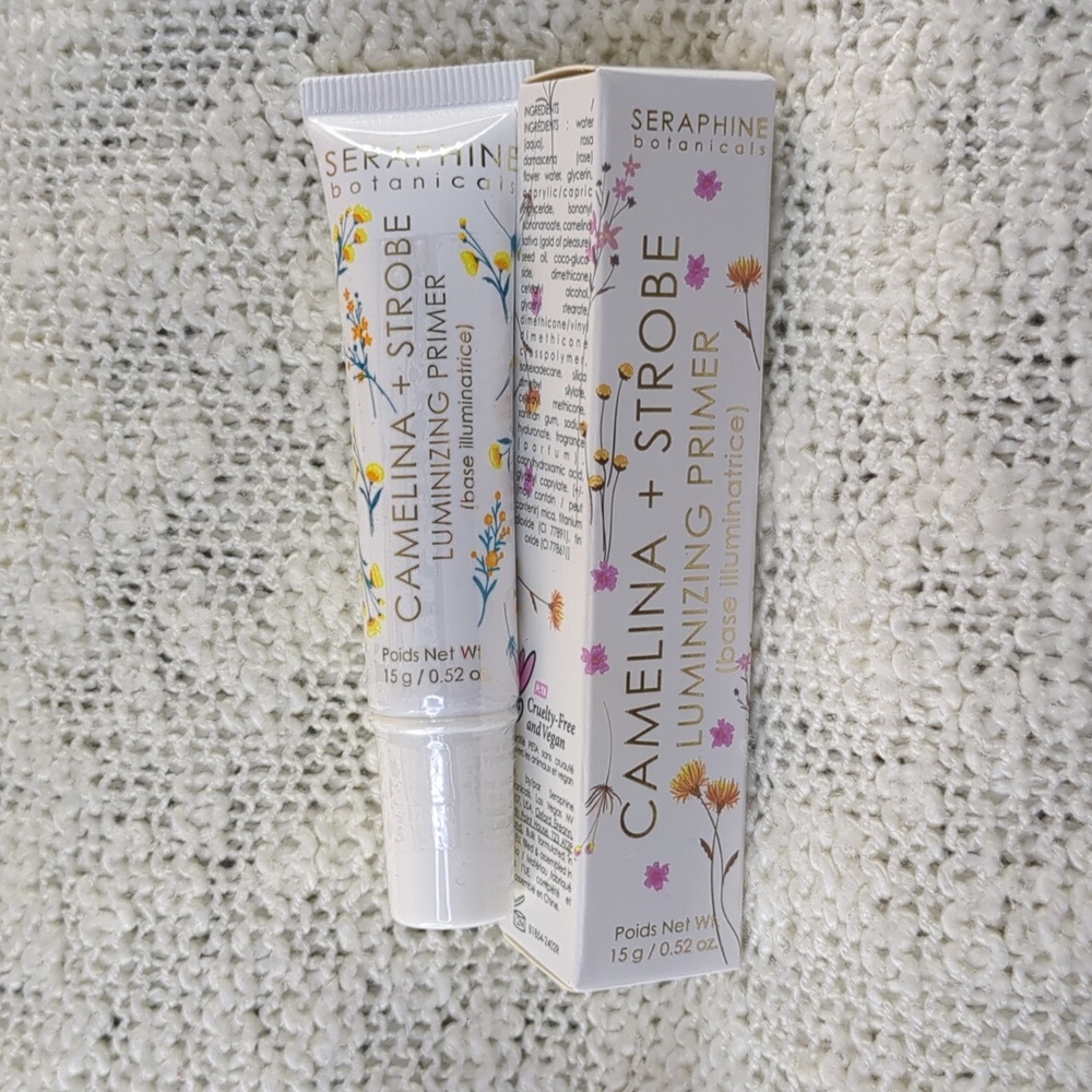 Seraphine Botanicals Camelina+Strobe Luminizing Primer in Peach Glow, 15g/0.52oz